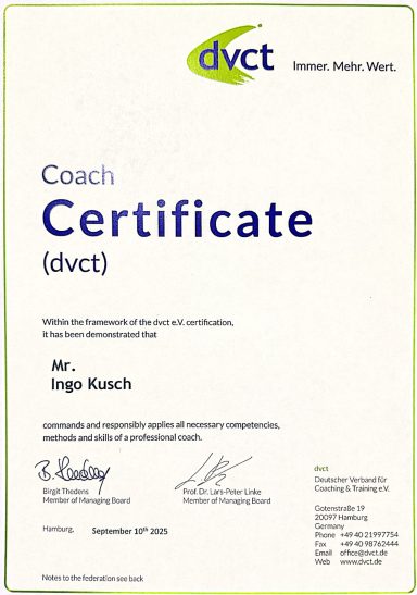 Coach Zertifikat dvct e.V.